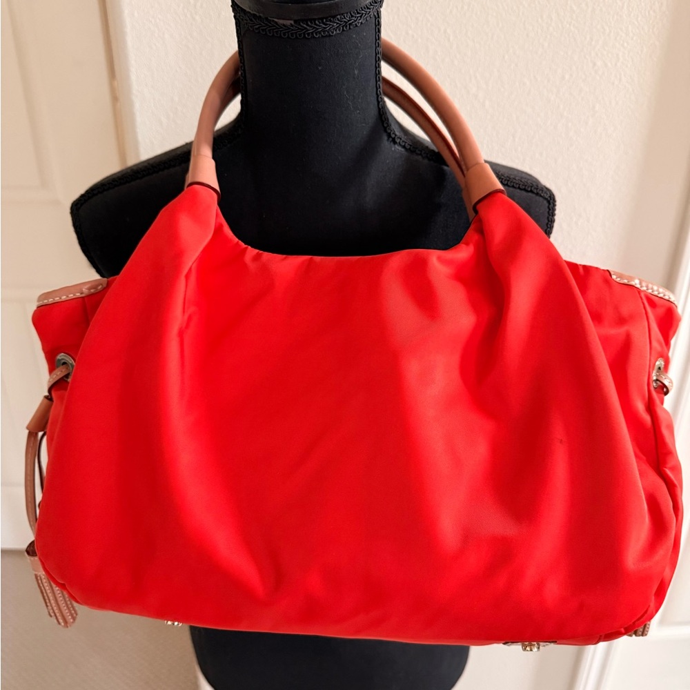 Kate Spade Nylon Orange Tote with Tan Leather Accents - Picture 6 of 15